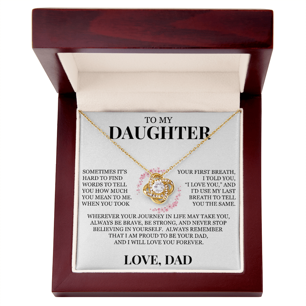 To My Daughter "Never Stop Believing in Yourself" Love Knot Necklace