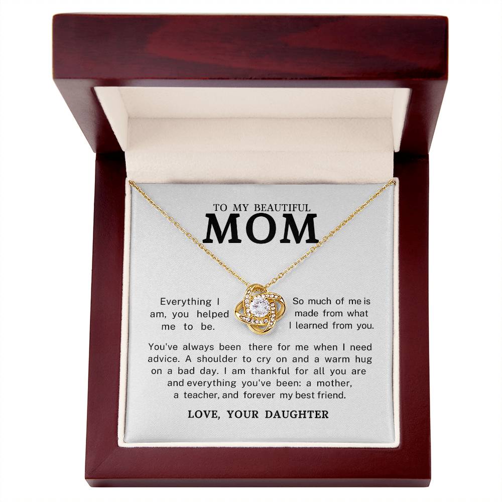 To My Beautiful Mom "Forever My Best Friend" Love Knot Necklace