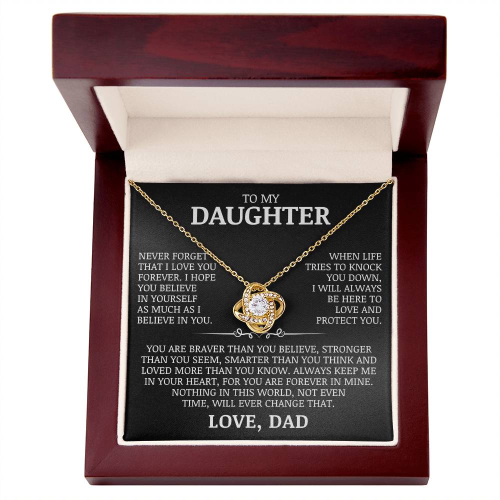 To My Daughter "I Believe In You" Love Knot Necklace