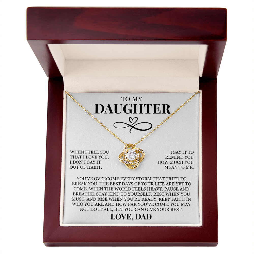 To My Daughter "I Love You" Love Knot Necklace