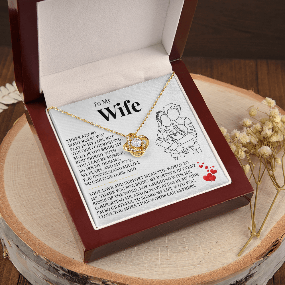Love Knot Necklace - To My Wife "I Love You More Than Words Can Express"