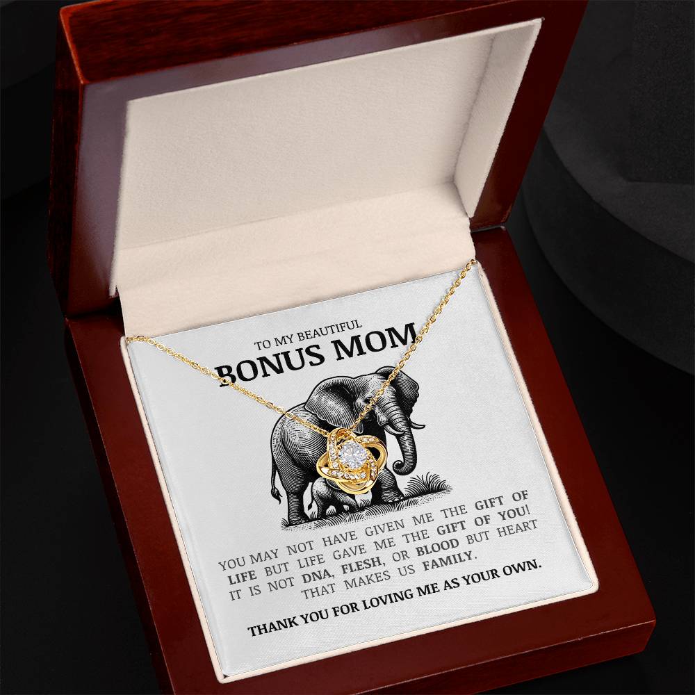 To My Bonus Mom "Thank You For Loving Me As Your Own" Love Knot Necklace