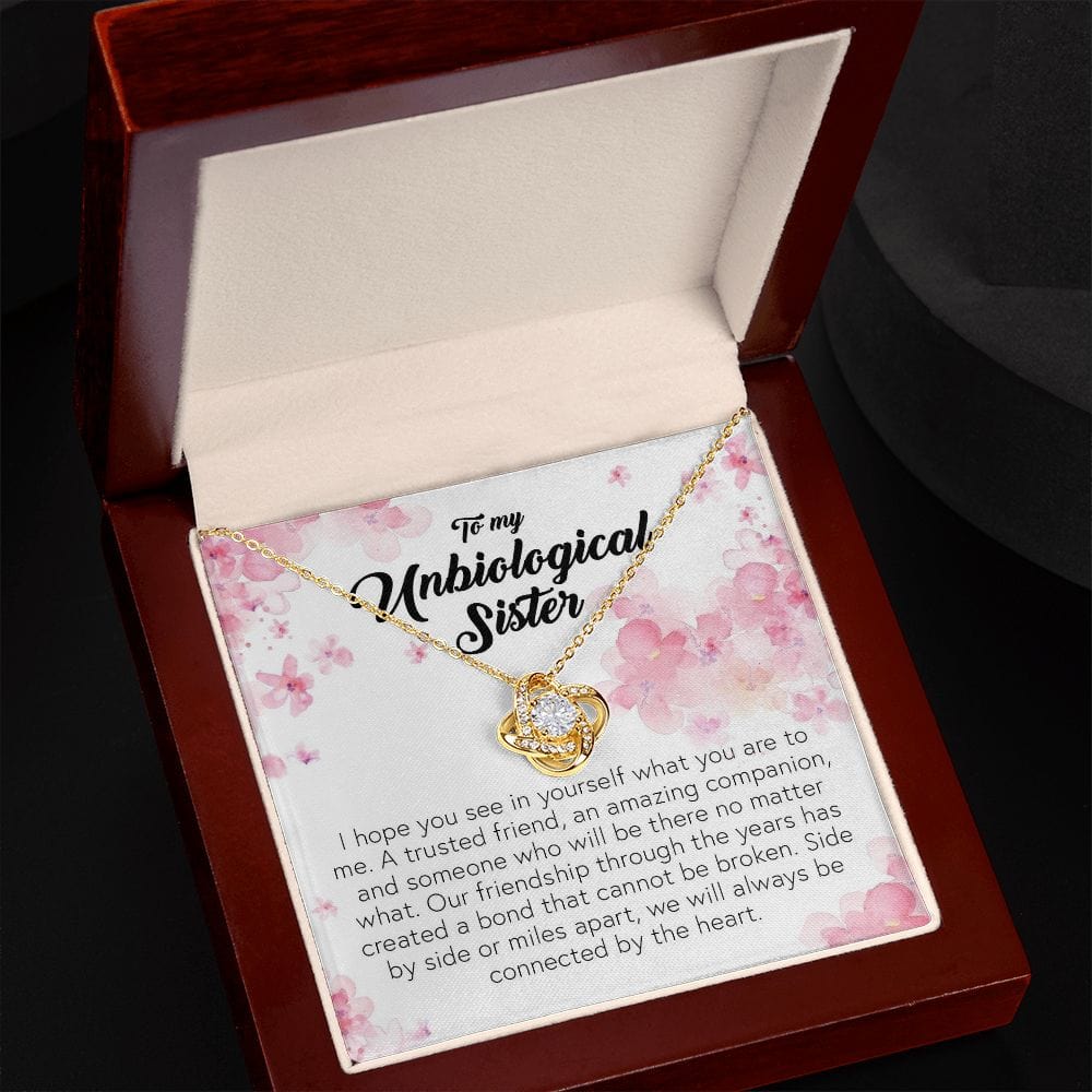 To My Unbiological Sister, Love Knot Necklace