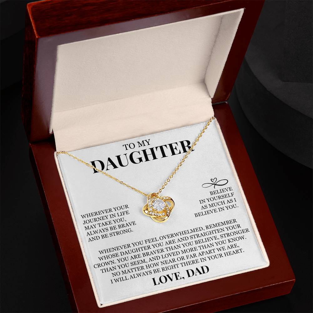 To My Daughter "I Believe In You" Love Knot Necklace