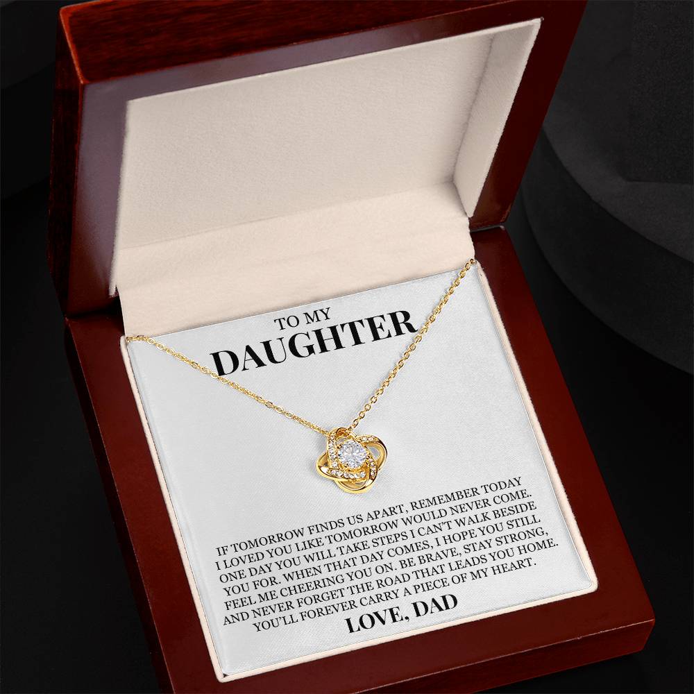 To My Daughter "You'll Forever Carry a Piece of My Heart" Love Knot Necklace