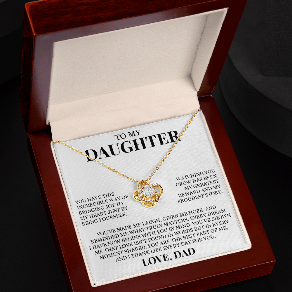 To My Daughter "I Thank Life Every Day For You" Love Knot Necklace
