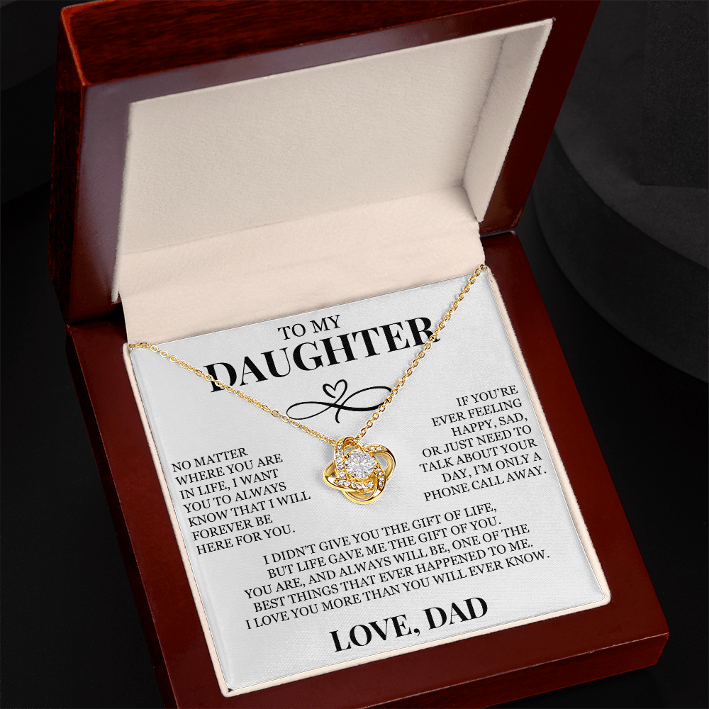 To My Daughter "Life Gave Me The Gift of You" Love Knot Necklace
