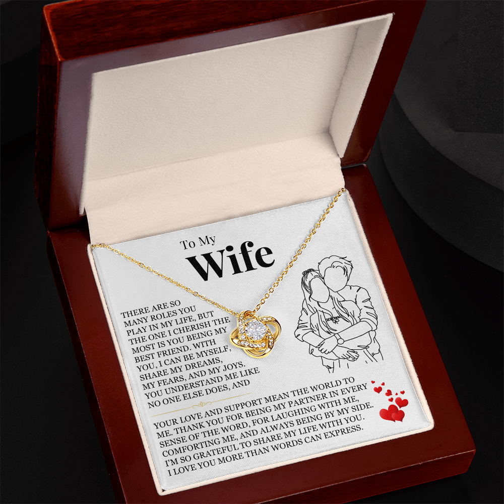 Love Knot Necklace - To My Wife "I Love You More Than Words Can Express"