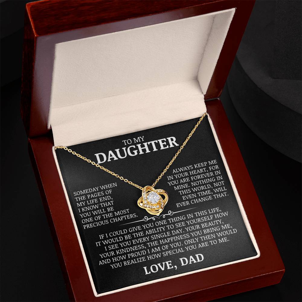 To My Daughter "Always Keep My In Your Heart" Love Knot Necklace