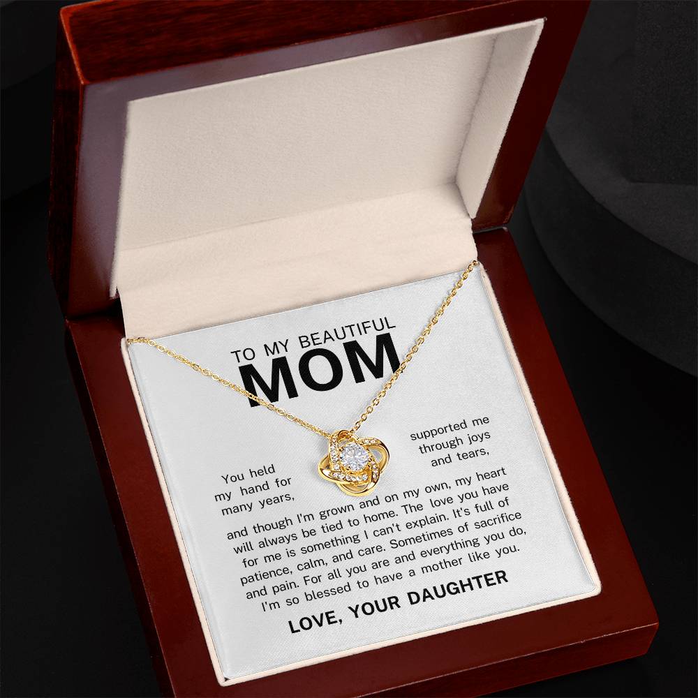 To My Beautiful Mom, Love Knot Necklace