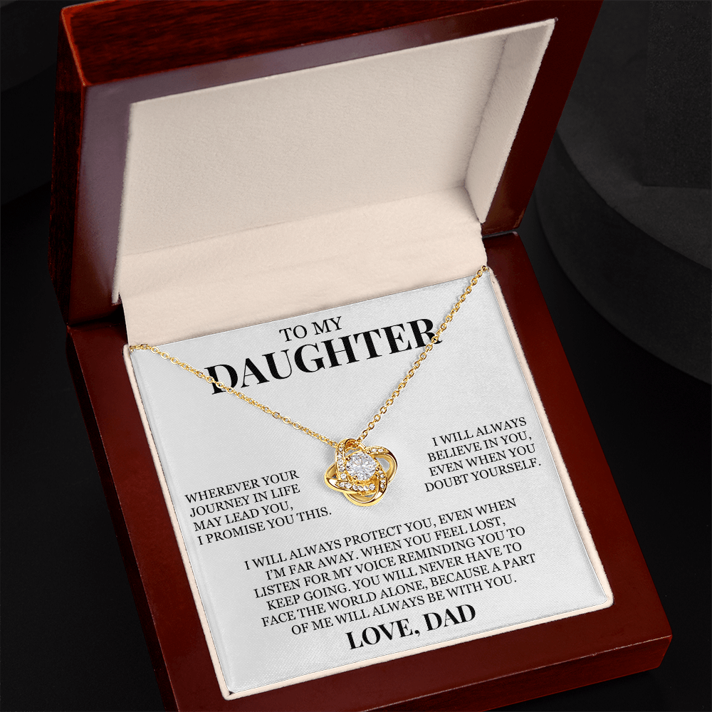 To My Daughter "I Will Always Believe In You" Love Knot Necklace