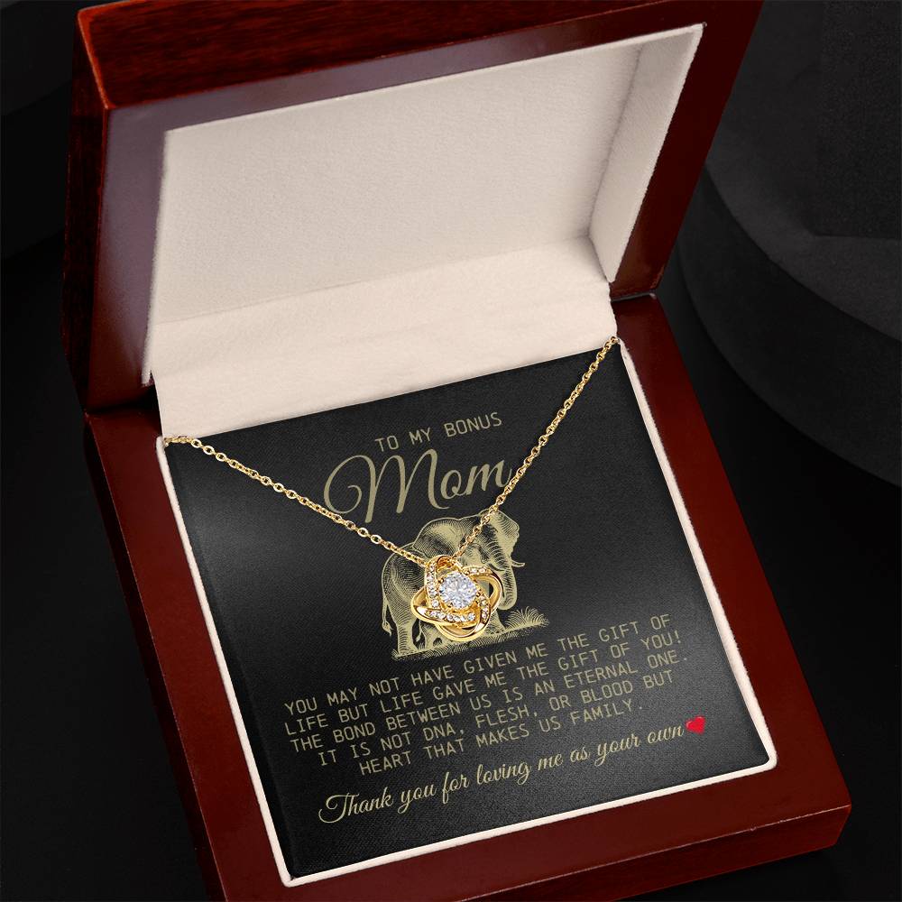 To My Bonus Mom "Thank You For Loving Me As Your Own" Love Knot Necklace