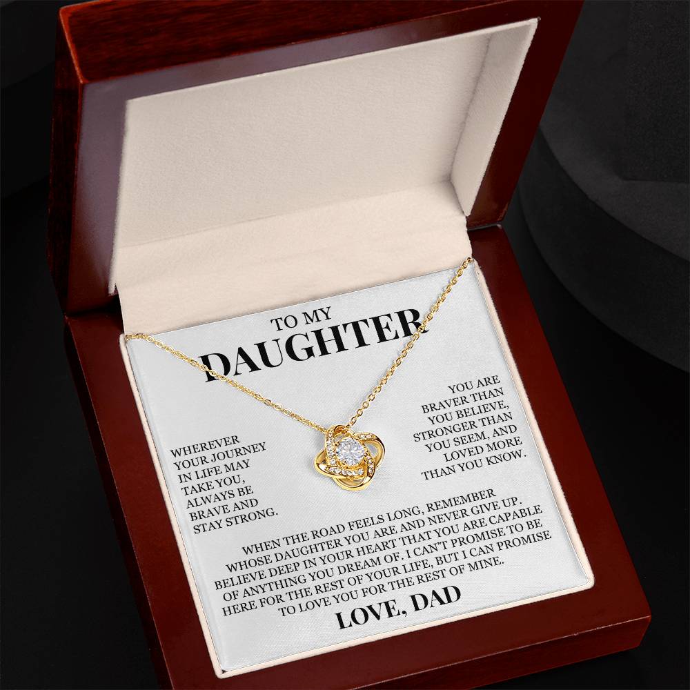To My Daughter "Never Give Up" Love Knot Necklace