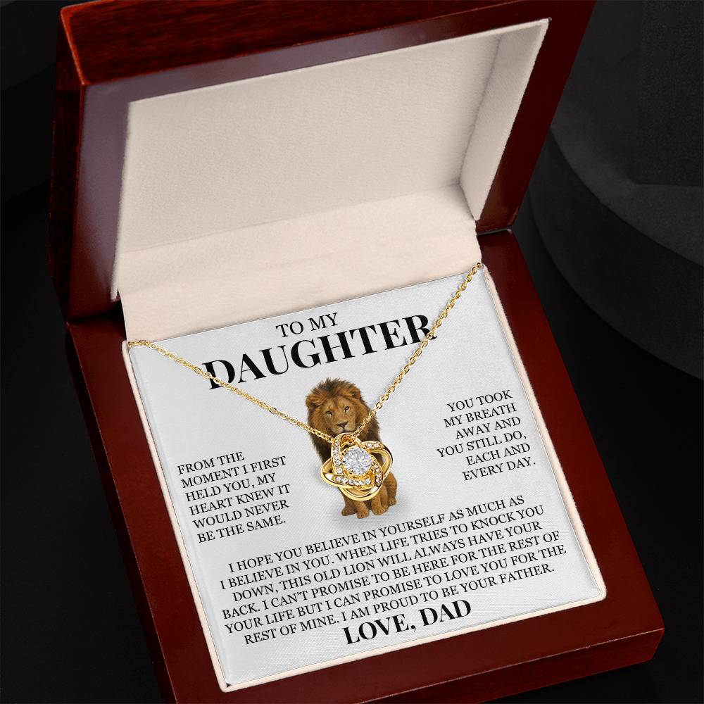 To My Daughter "Believe In Yourself" Love Knot Necklace