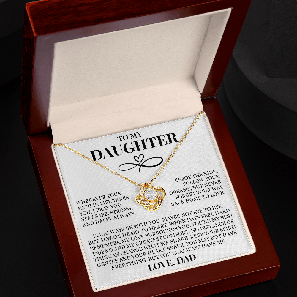 To My Daughter "I'll Always Be With You" Love Knot Necklace