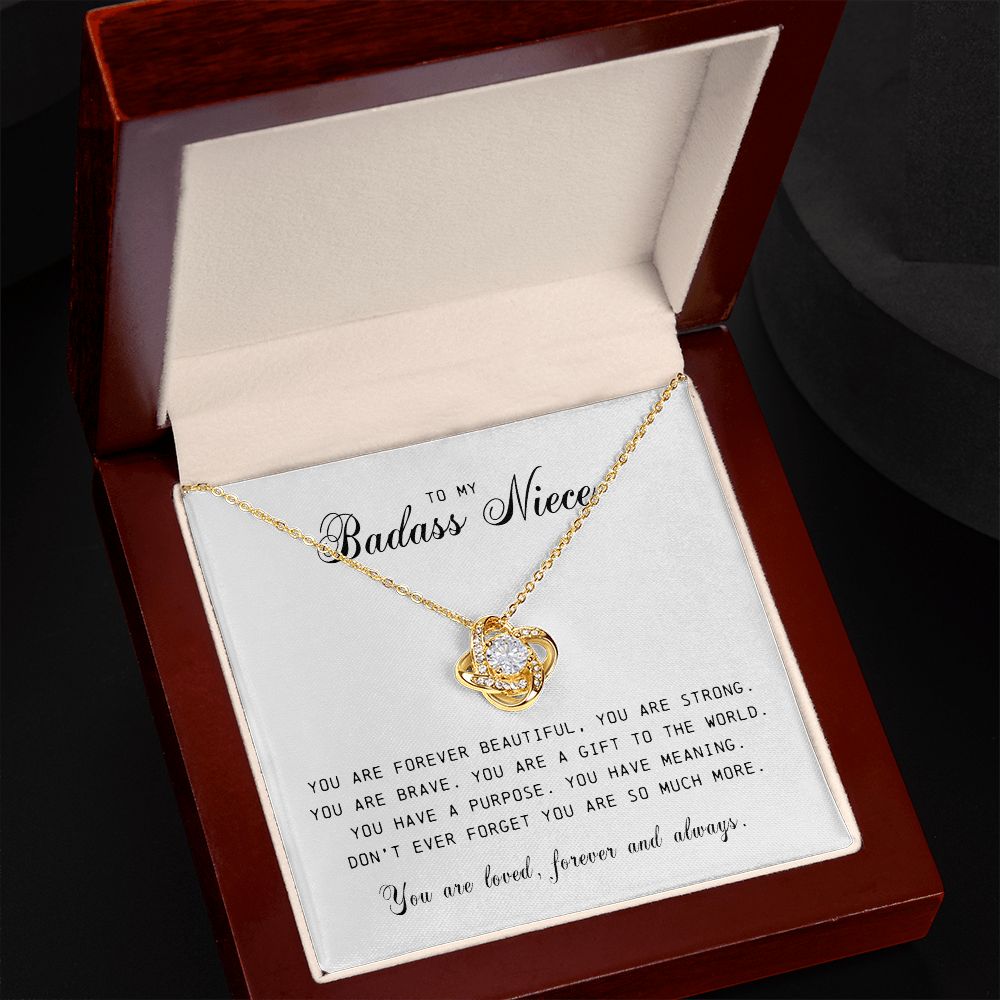 To My Badass Niece "You Are Forever Beautiful" Love Knot Necklace