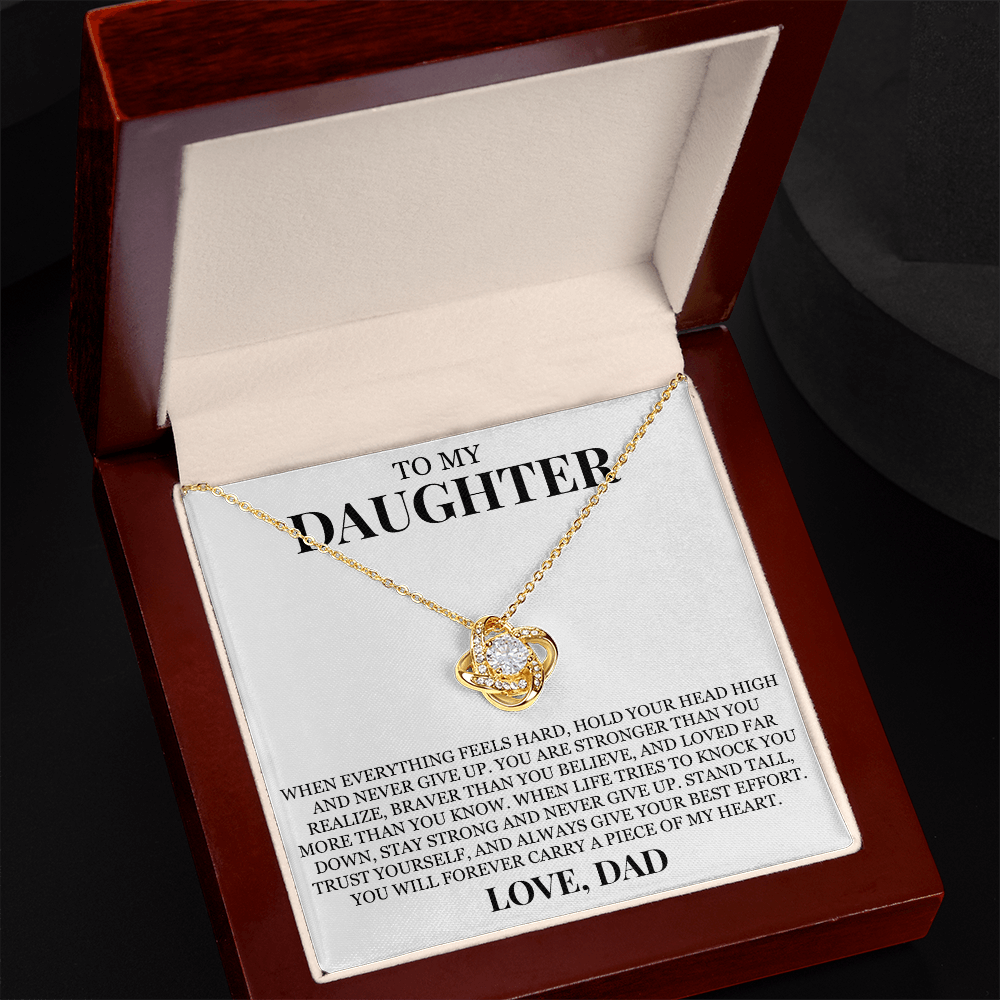 To My Daughter "Hold Your Head High" Love Knot Necklace