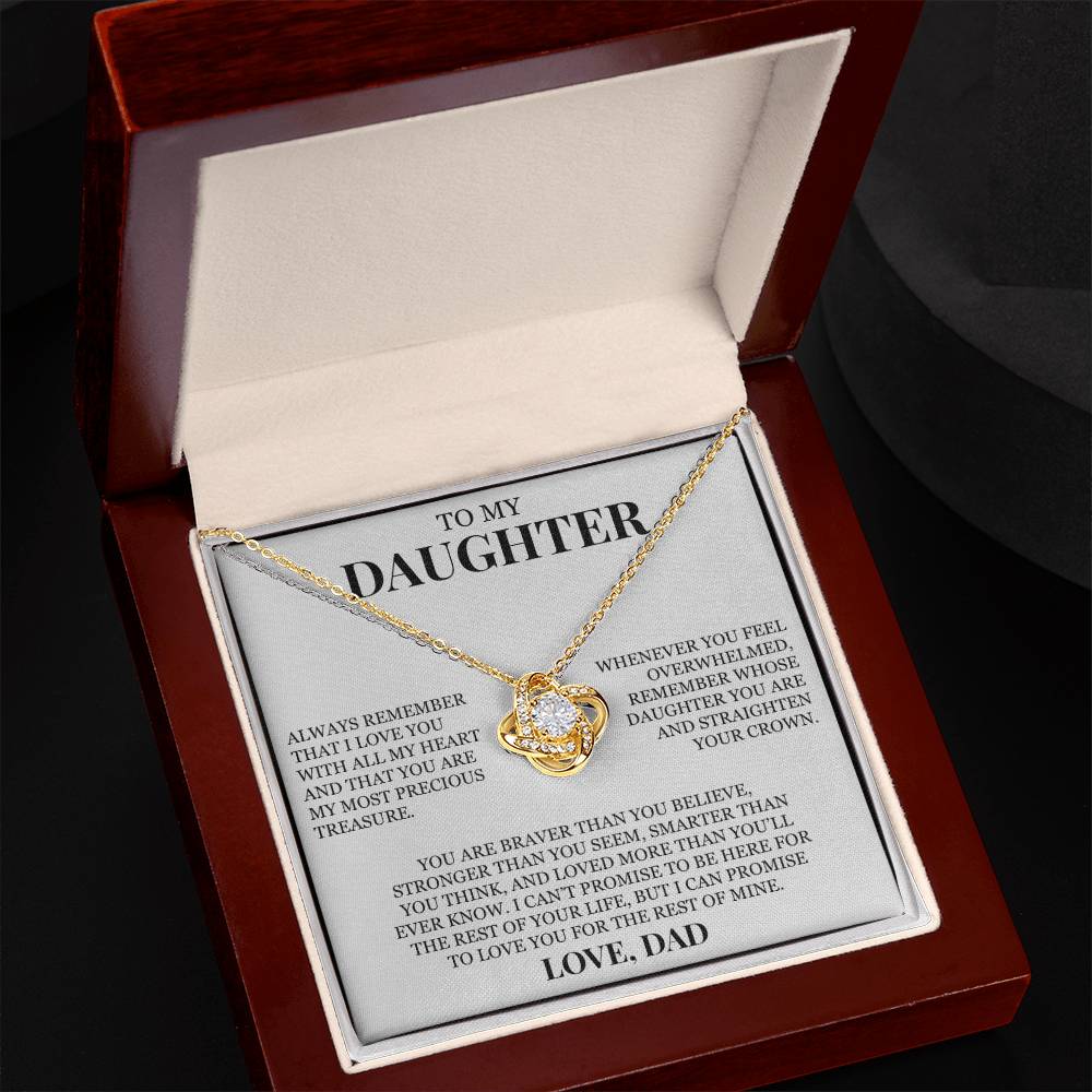 To My Daughter "Always Remember That I Love You" Love Knot Necklace