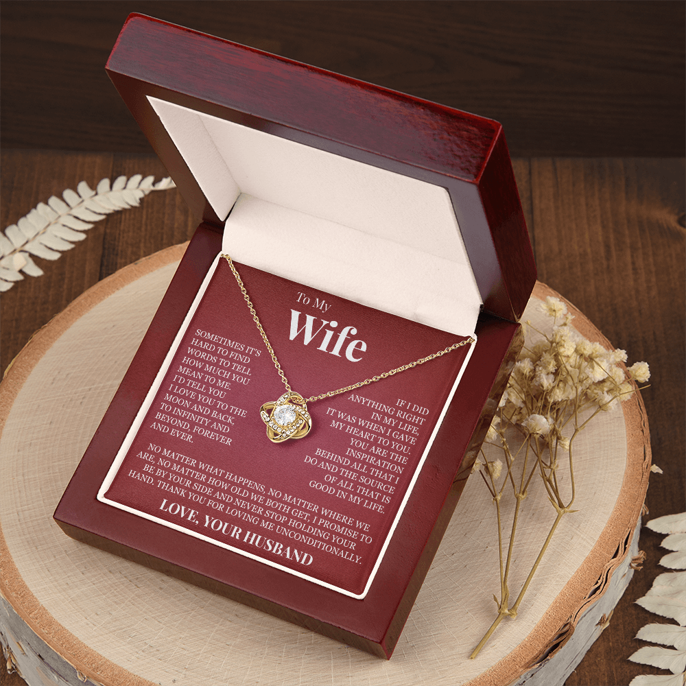 Love Knot Necklace - To My Wife "I Love You To The Moon and Back"