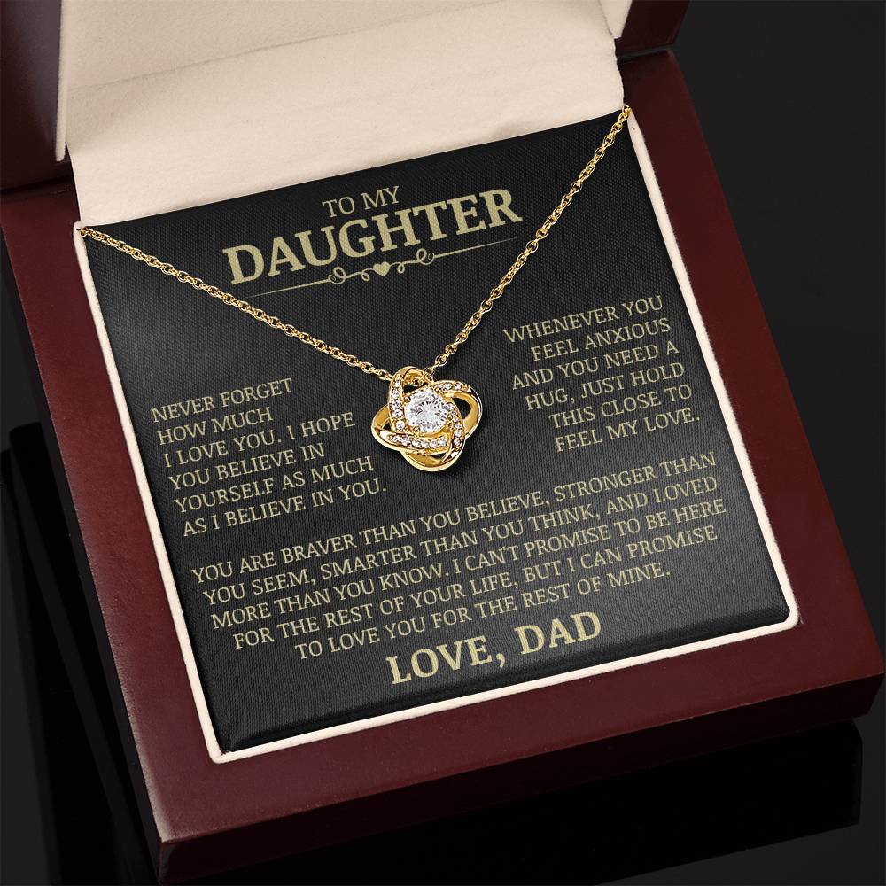 To My Daughter "Never Forget How Much I Love You" Love Knot Necklace