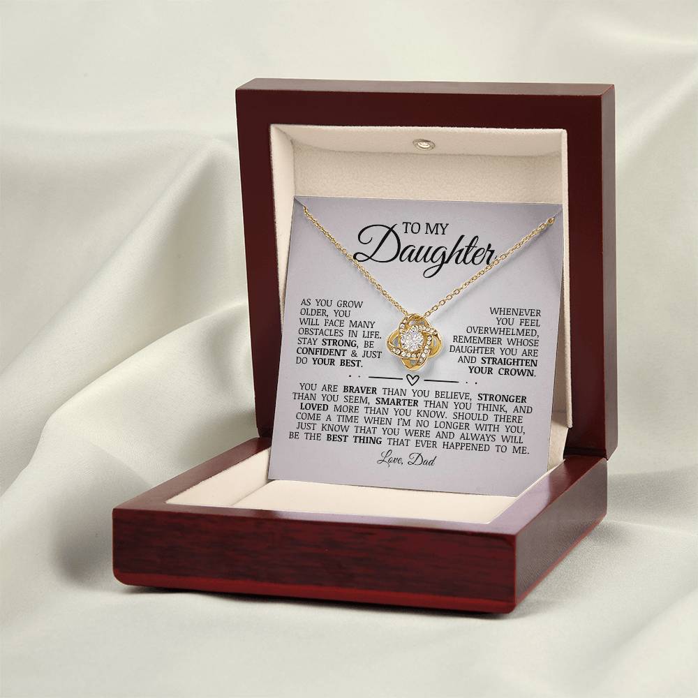 To My Daughter "You Are Loved More Than You Know" Love Knot Necklace