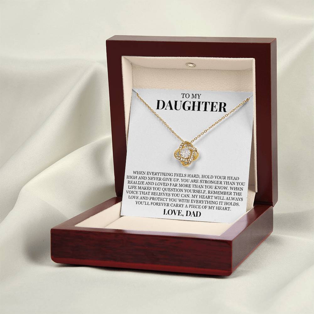 To My Daughter "Hold Your Head High" Love Knot Necklace