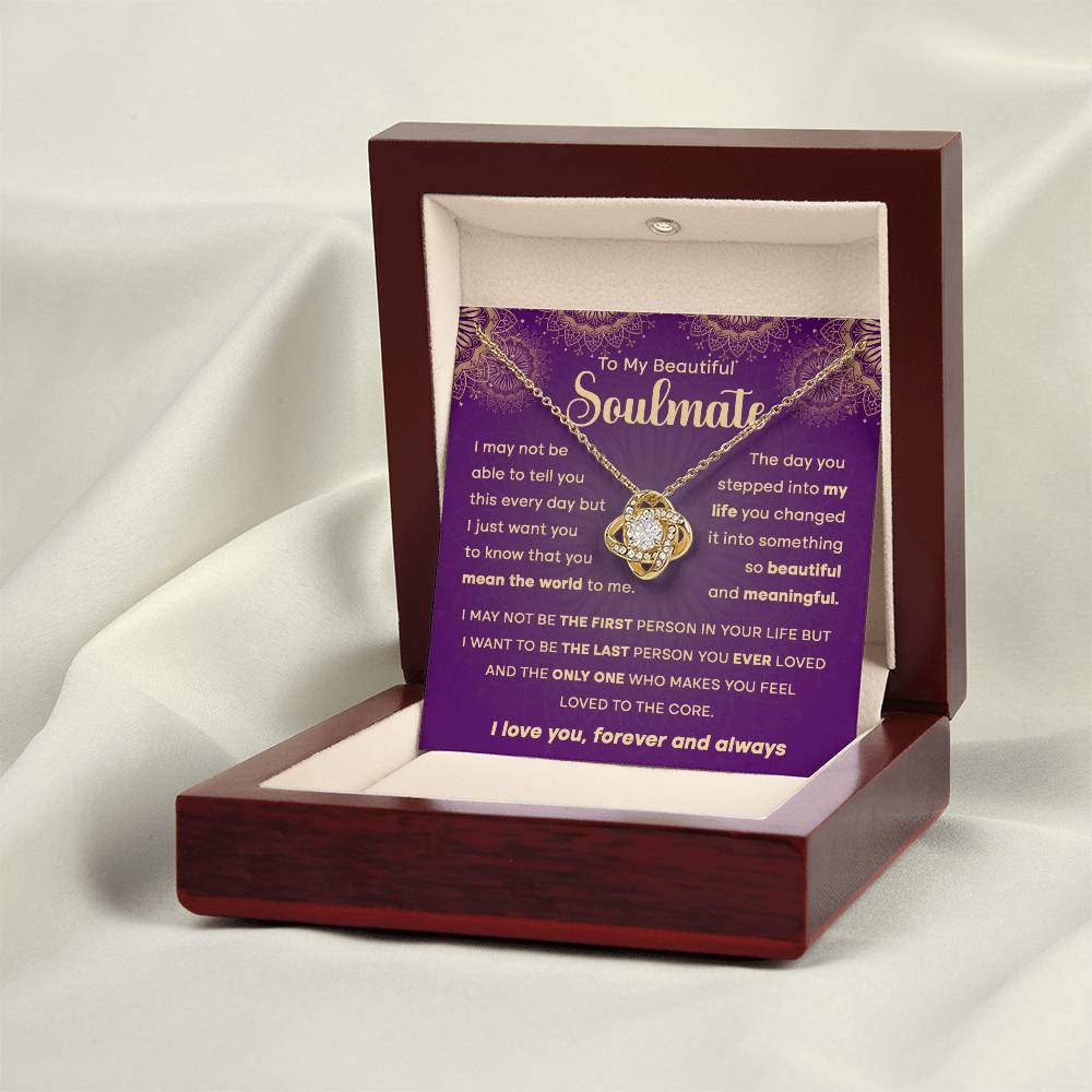 To My Beautiful Soulmate "You Mean The World to Me" Love Knot Necklace