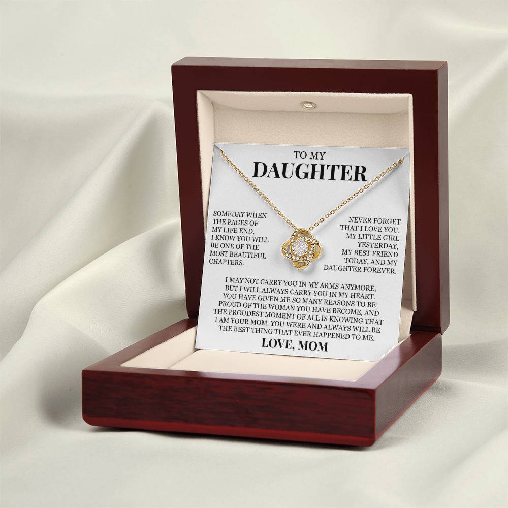To My Daughter "Never Forget That I Love You" Love Knot Necklace