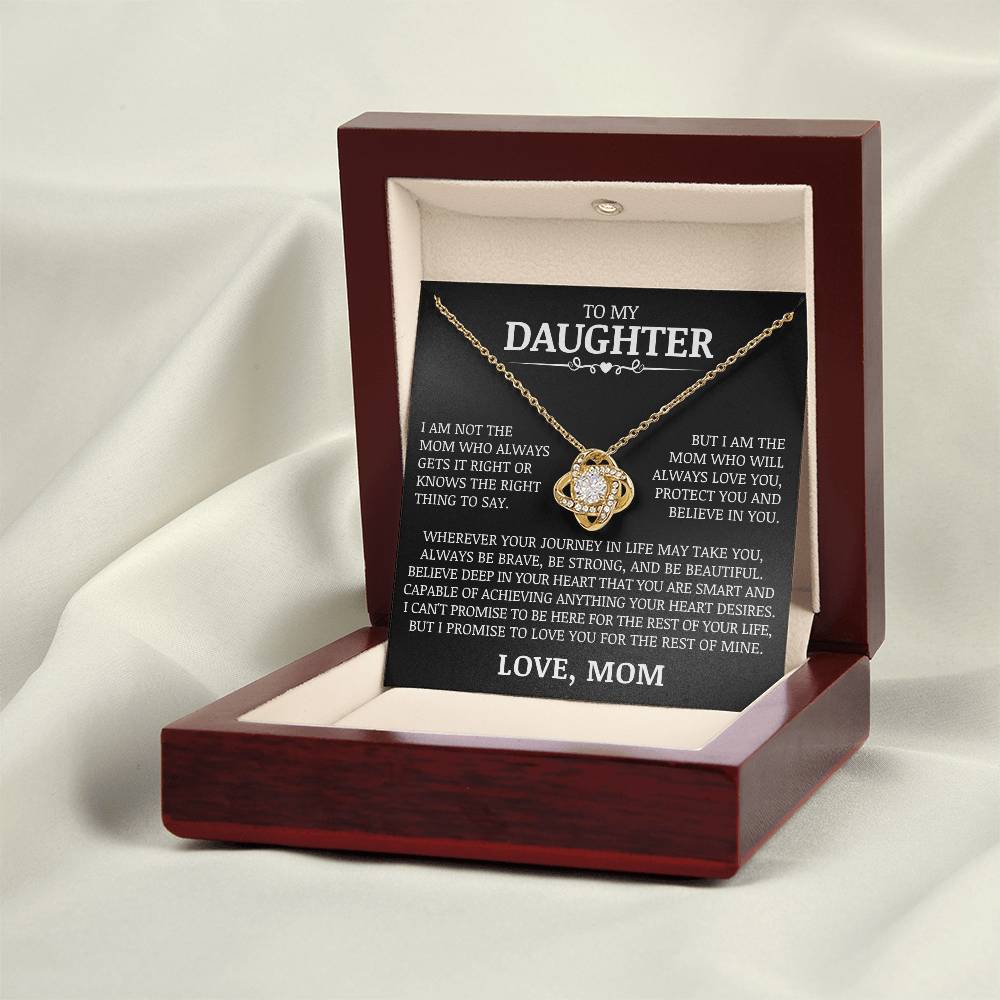To My Daughter "Love You, Protect You, and Believe In You" Love Knot Necklace