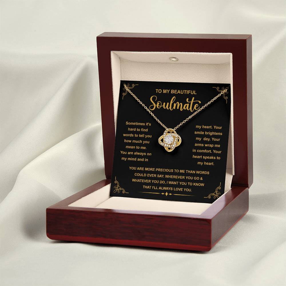 To My Beautiful Soulmate "More Precious Than Words" Love Knot Necklace