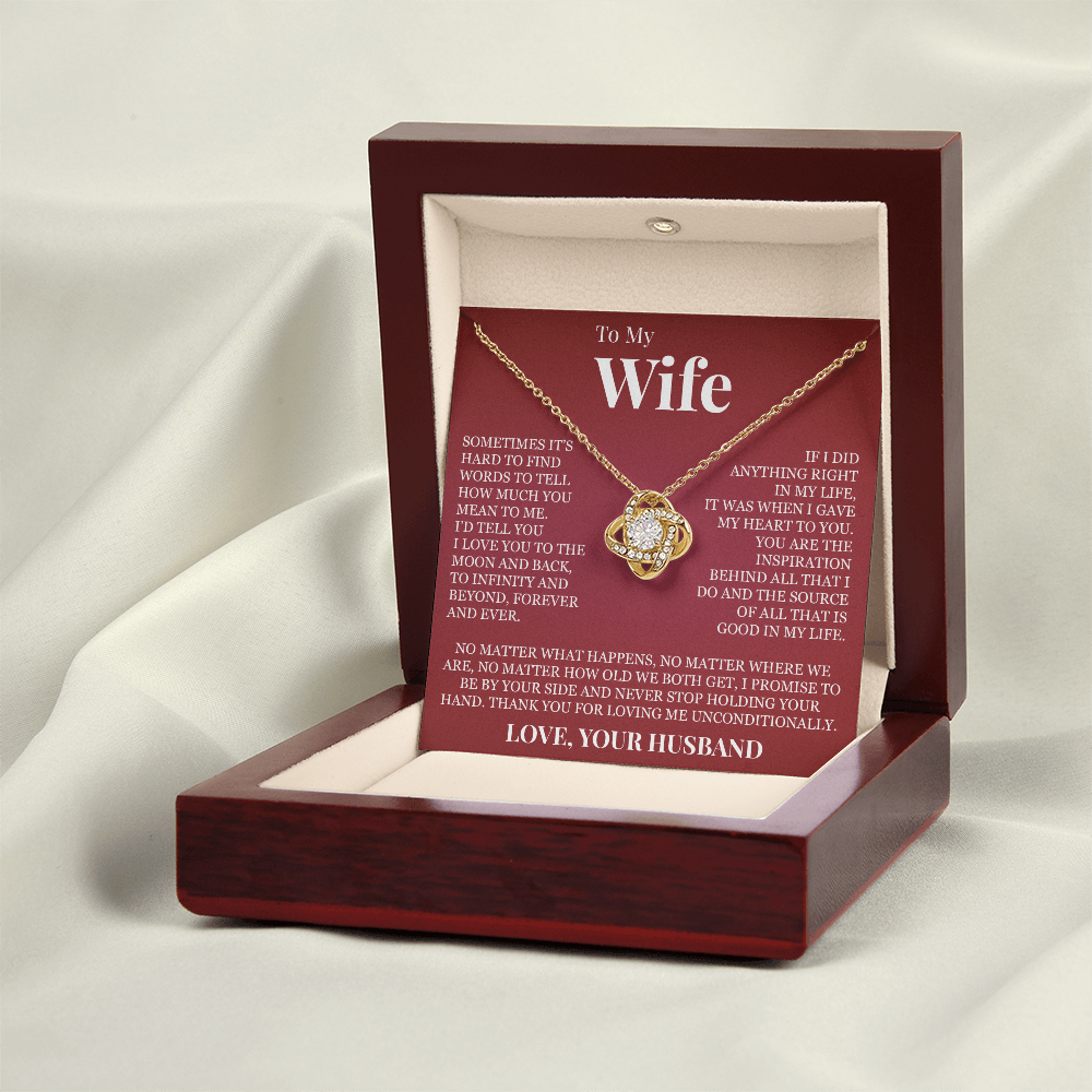 Love Knot Necklace - To My Wife "I Love You To The Moon and Back"