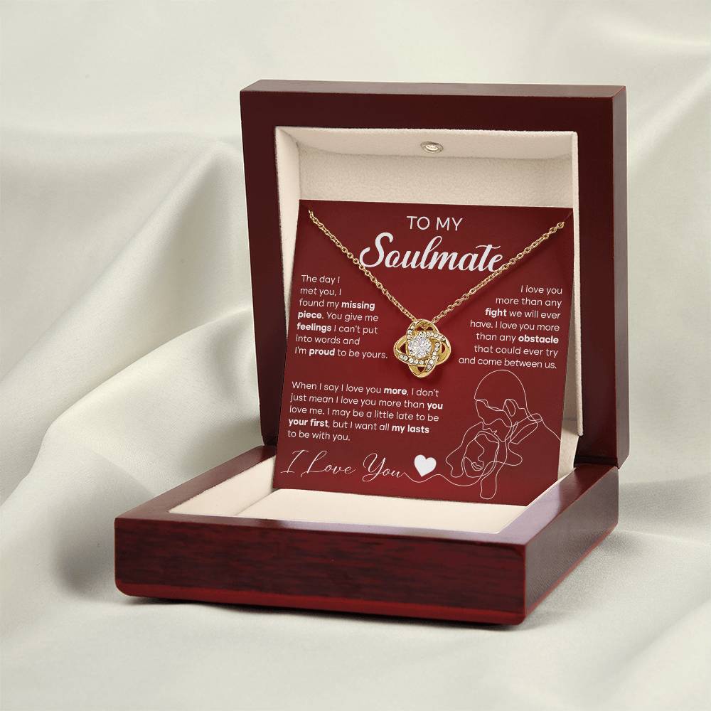 To My Soulmate "My Missing Piece" Love Knot Necklace