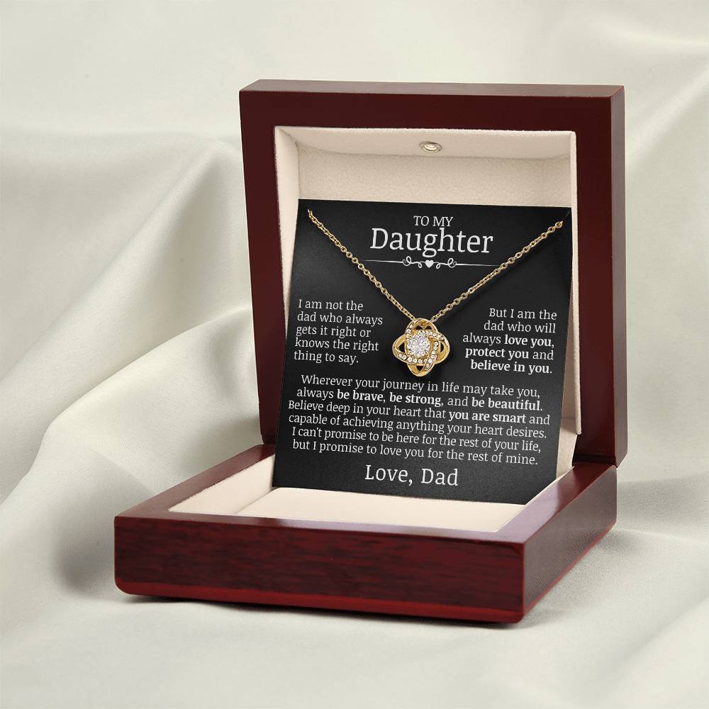 To My Daughter "Love You, Protect You, Believe In You" Love Knot Necklace