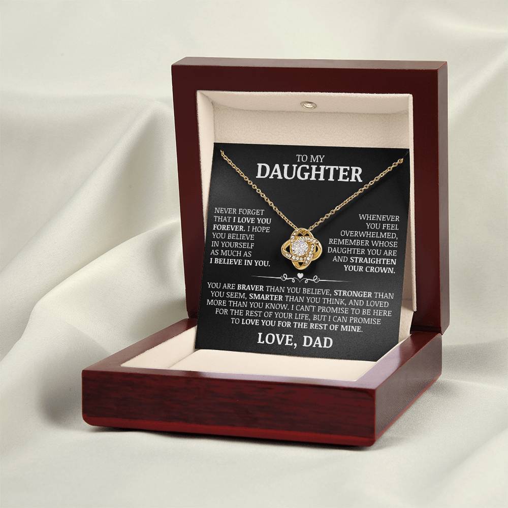 To My Daughter "Believe In Yourself" Love Knot Necklace