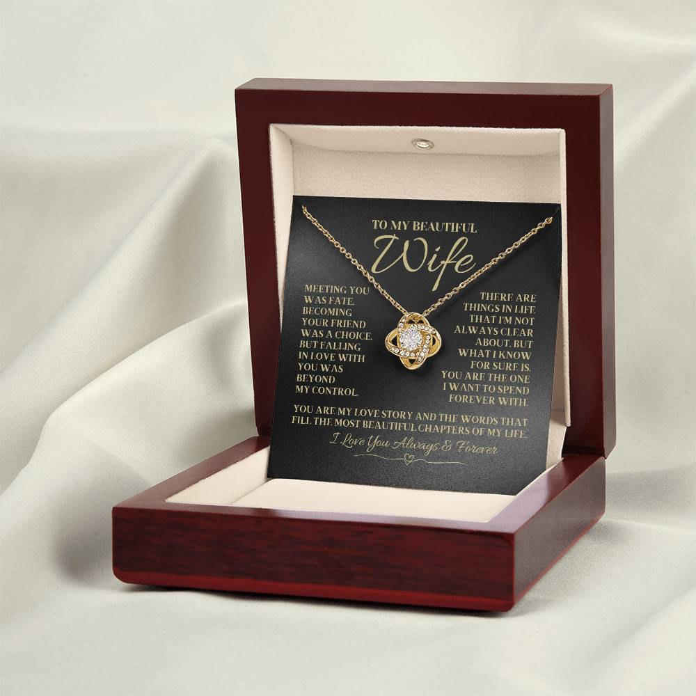 To My Beautiful Wife "Falling In Love With You" Love Knot Necklace