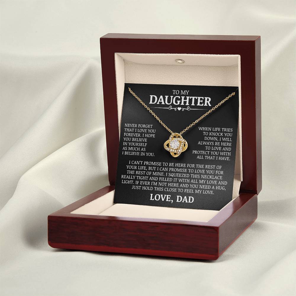 To My Daughter "Never Forget That I Love You" Love Knot Necklace