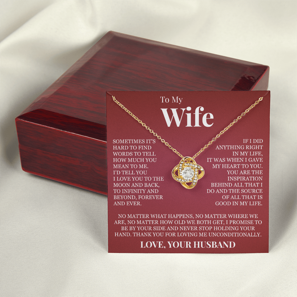 Love Knot Necklace - To My Wife "I Love You To The Moon and Back"