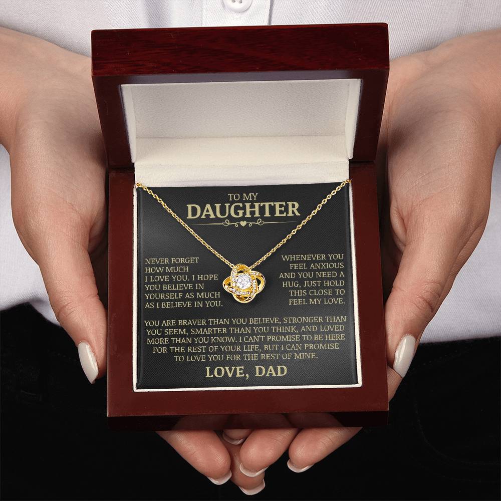 To My Daughter "Never Forget How Much I Love You" Love Knot Necklace