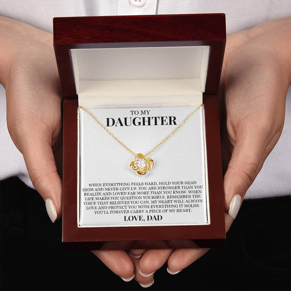 To My Daughter "Hold Your Head High" Love Knot Necklace