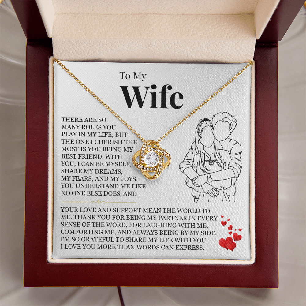 Love Knot Necklace - To My Wife "I Love You More Than Words Can Express"