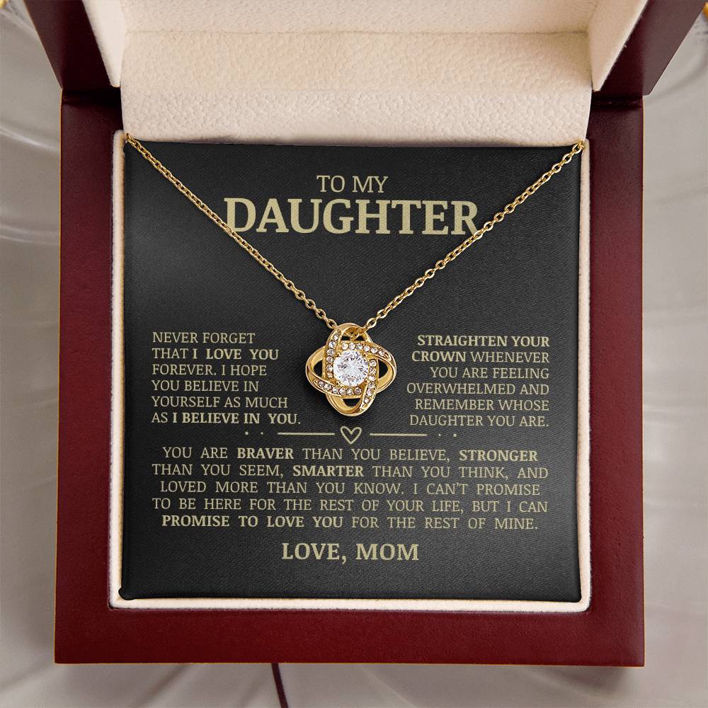 To My Daughter "Believe In Yourself" Love Knot Necklace