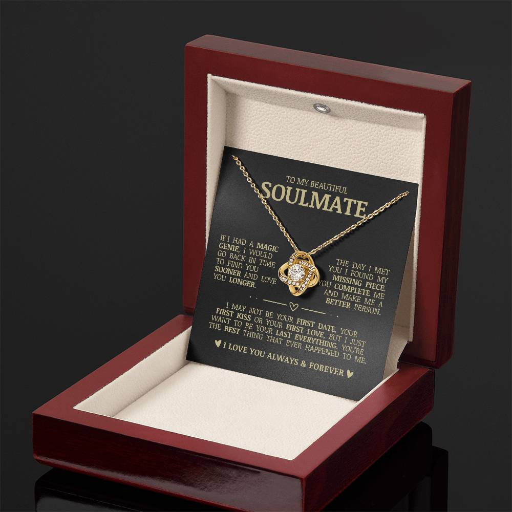 To My Beautiful Soulmate "You Complete Me" Love Knot Necklace