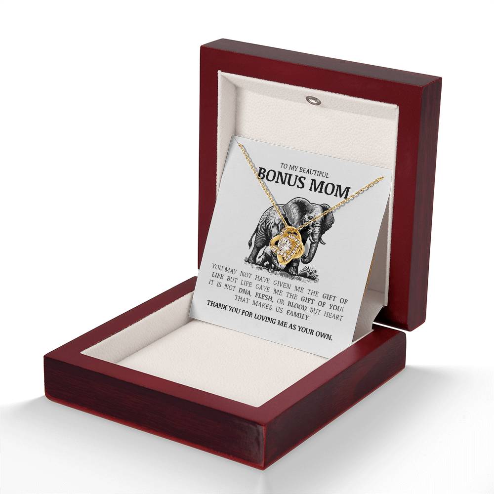 To My Bonus Mom "Thank You For Loving Me As Your Own" Love Knot Necklace