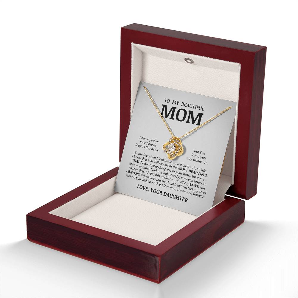 To My Beautiful Mom, Love Knot Necklace