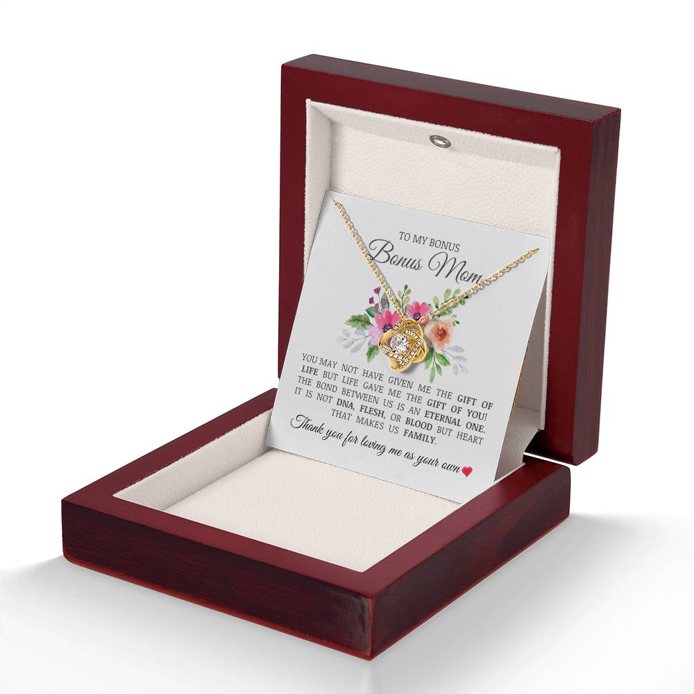 To My Bonus Mom "Thank You For Loving Me As Your Own" Love Knot Necklace