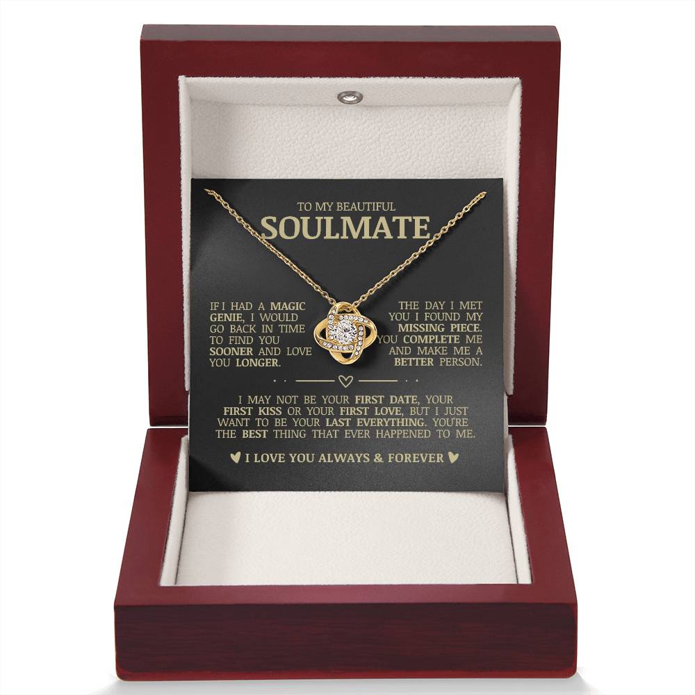 To My Beautiful Soulmate "You Complete Me" Love Knot Necklace