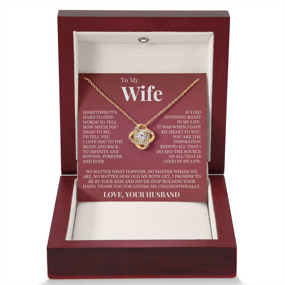 Love Knot Necklace - To My Wife "I Love You To The Moon and Back"