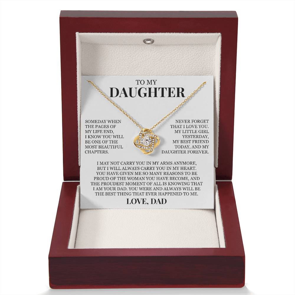 To My Daughter "Never Forget That I Love You" Love Knot Necklace