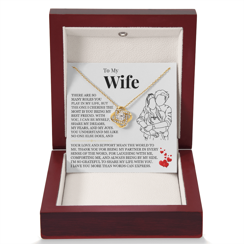 Love Knot Necklace - To My Wife "I Love You More Than Words Can Express"