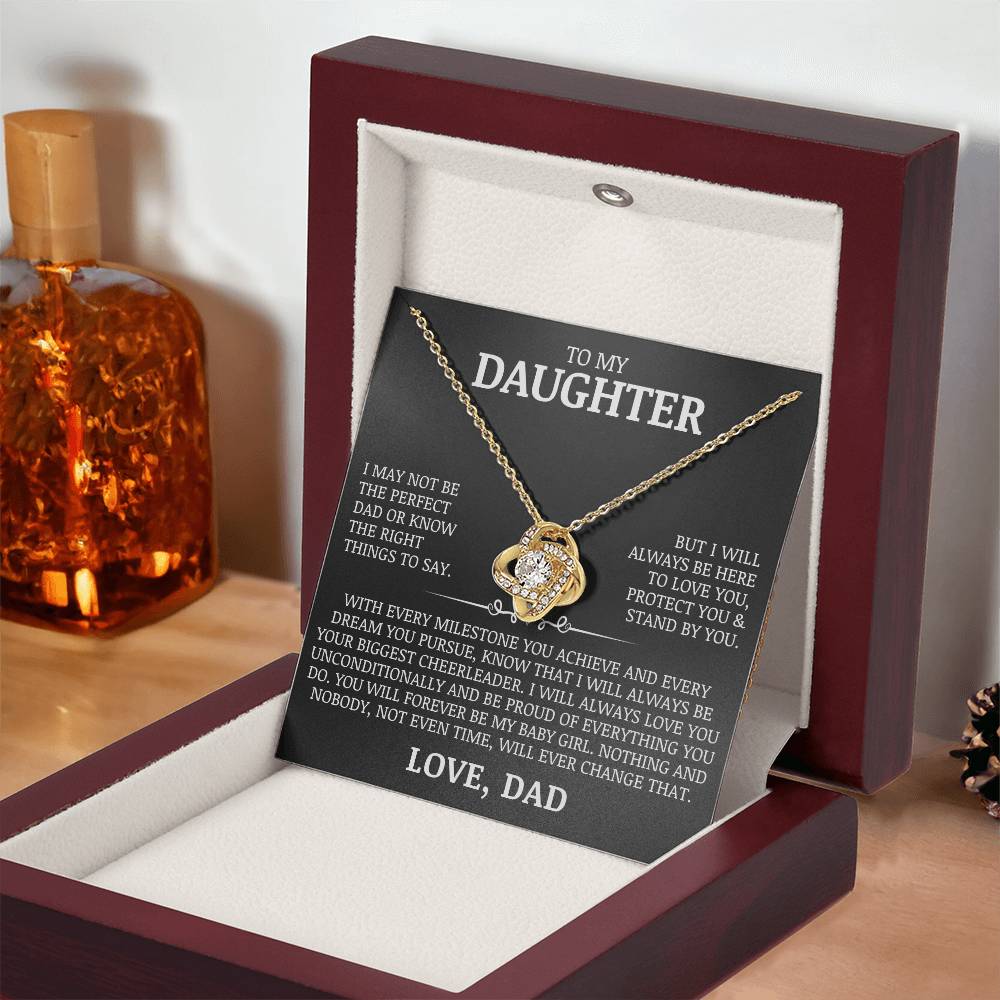 To My Daughter "I Will Always Love You" Love Knot Necklace